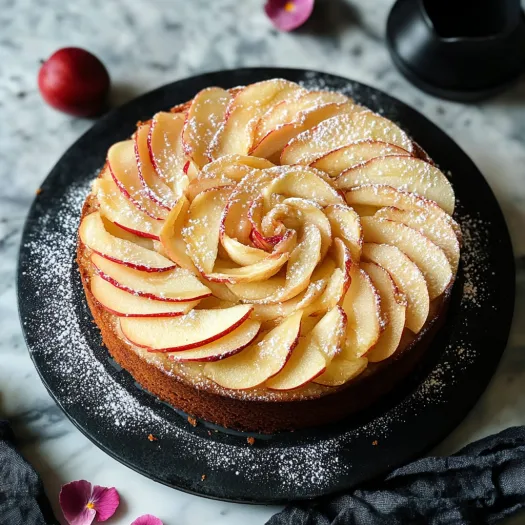 A cake with a swirl design on top.