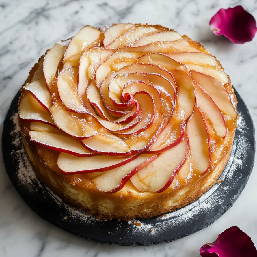 A cake with a rose on top.