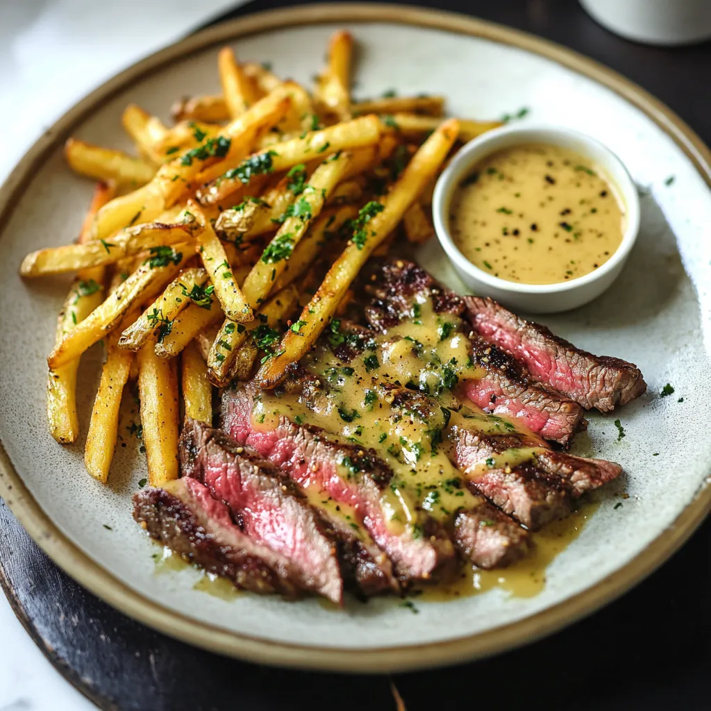 A plate of steak and fries.