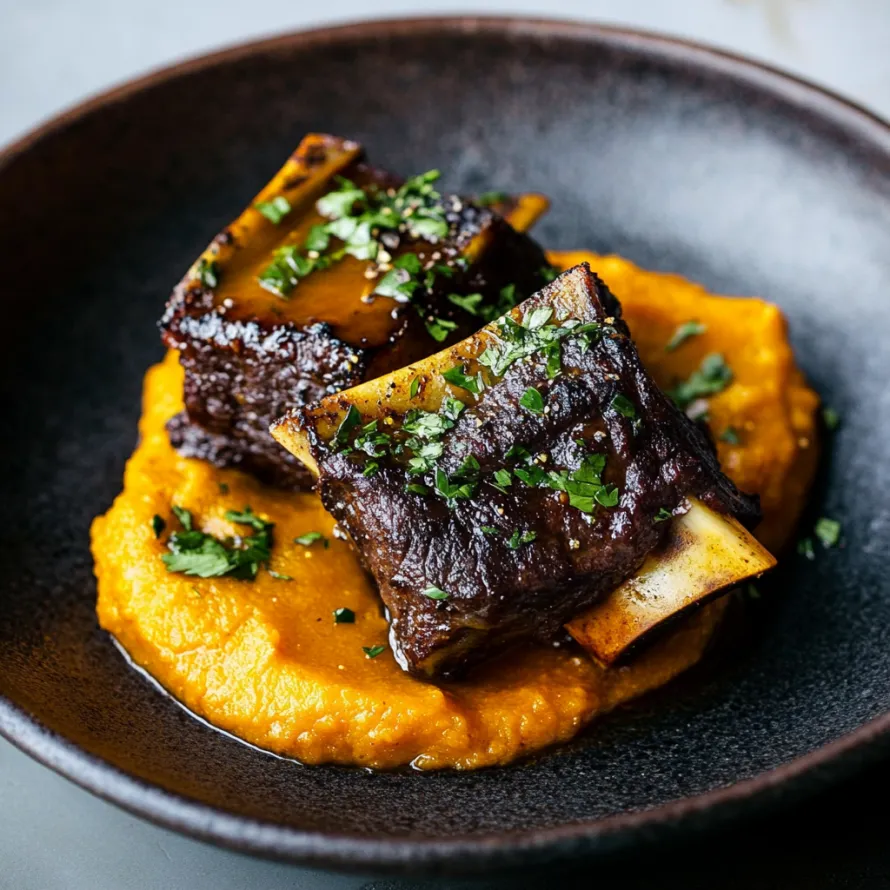 A plate of food with a brown sauce.