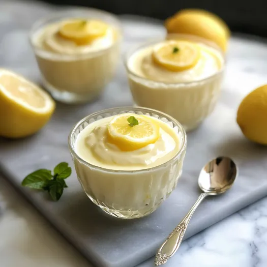 Four small bowls of lemon cream.