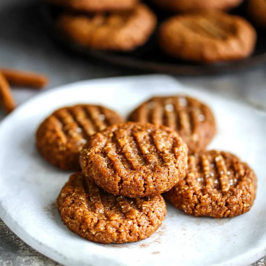 A plate of cookies with a brown and white cookie on top.