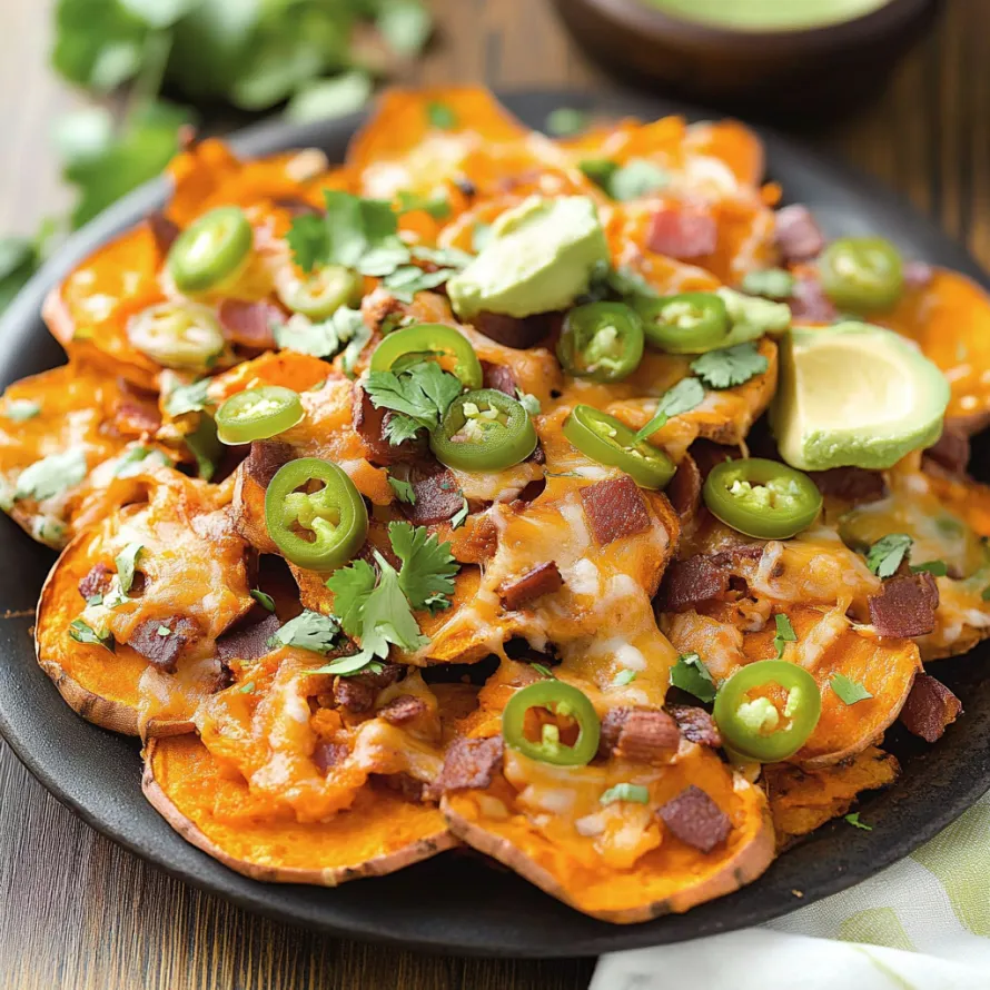 A plate of nachos with jalapenos and cheese.