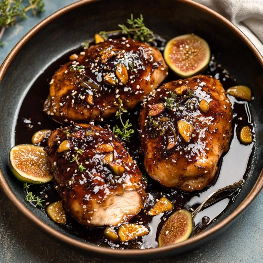 A bowl of chicken with sauce.