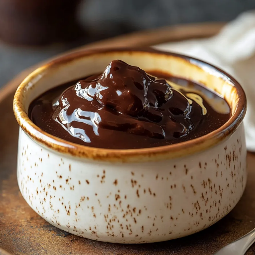 A bowl of chocolate sauce.
