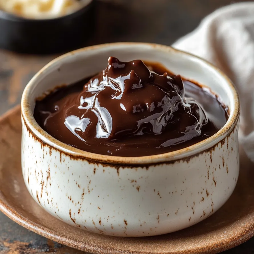 A bowl of chocolate sauce.