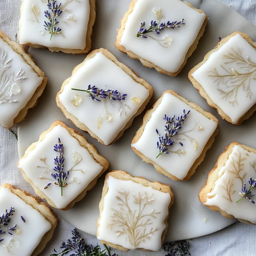 A plate of cookies with lavender and lemon flavors.