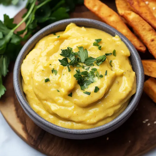A bowl of creamy curry mayo topped with fresh herbs.