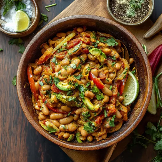 A hearty dish topped with tangy lime.