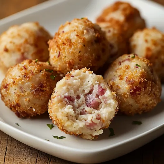 Delicious golden bites garnished with greens.
