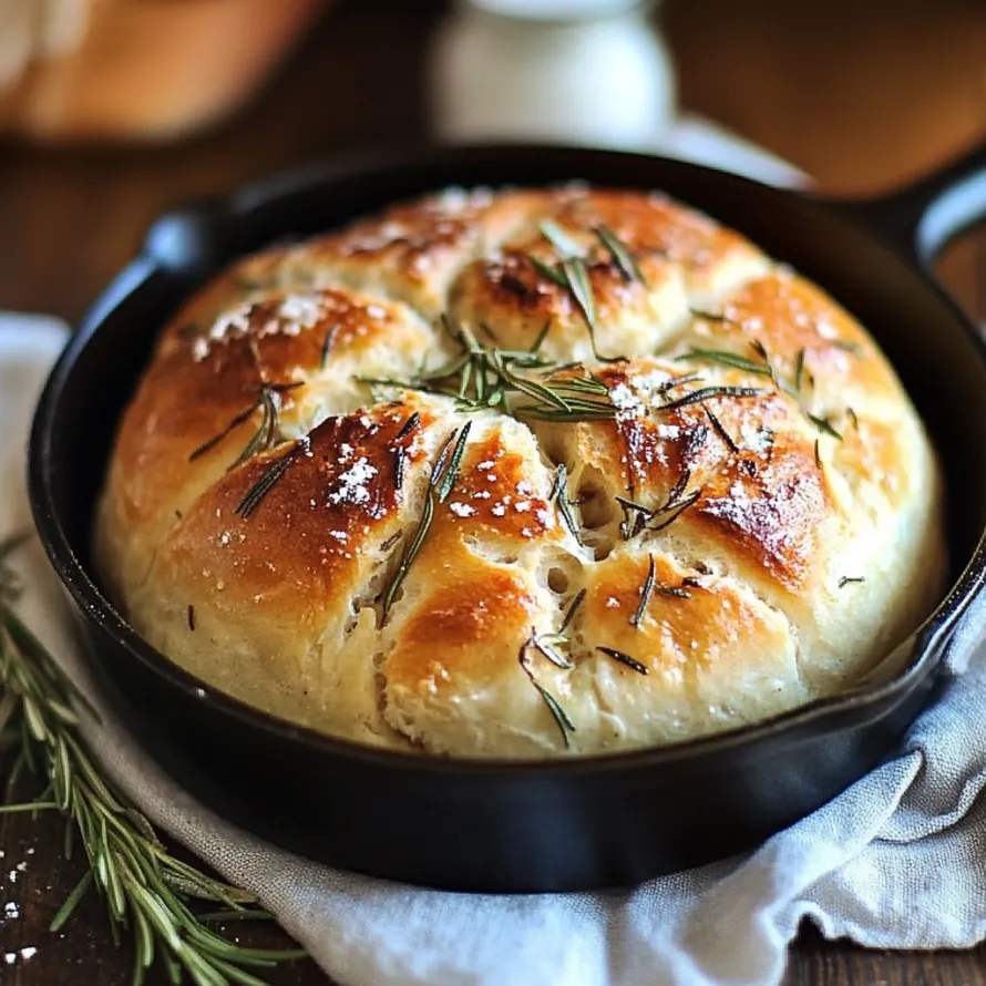 Golden baked bread sprinkled with fresh herbs.