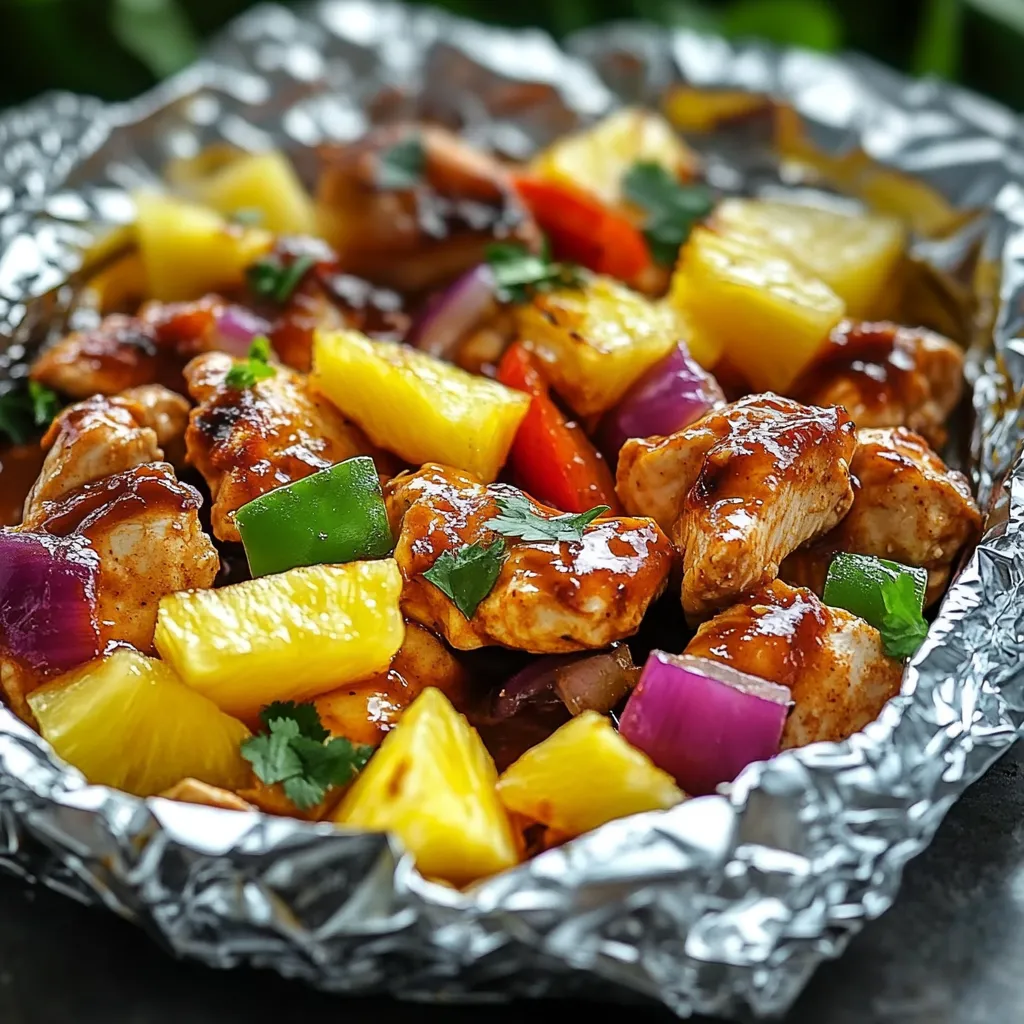 Effortless Hawaiian BBQ Chicken with Pineapple in Foil