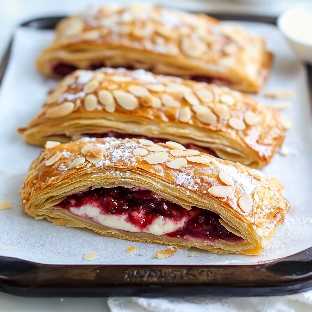 A baking sheet of pastries topped with berries.