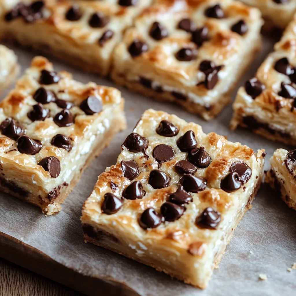 A chocolate chip cheesecake-style square.
