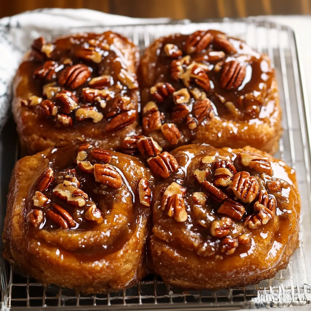 Three donuts with pecans on top.