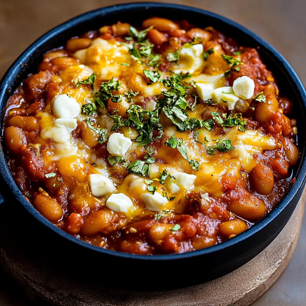 Bowl of beans topped with cheddar and green onions.