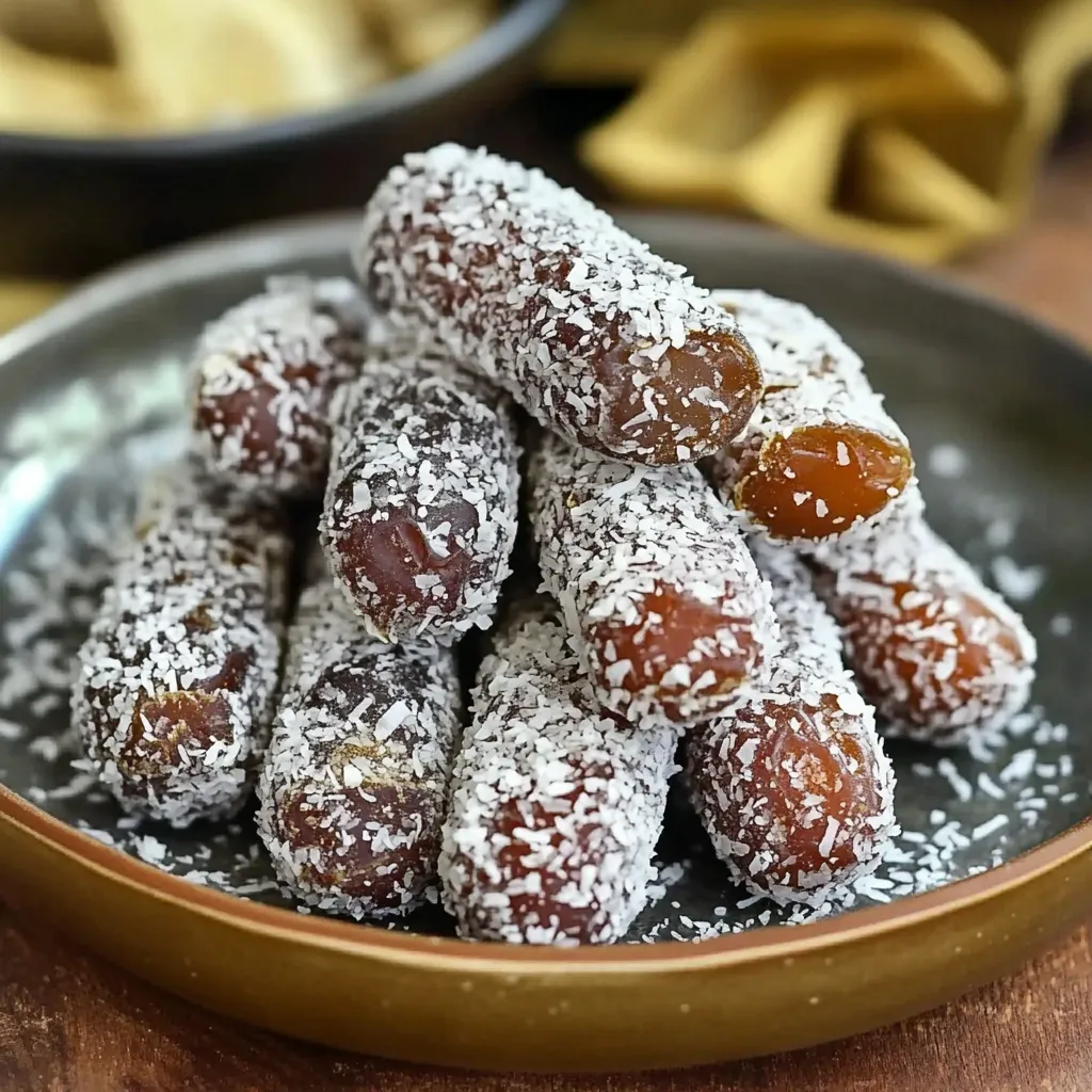 A plate of food dusted with white coconut.