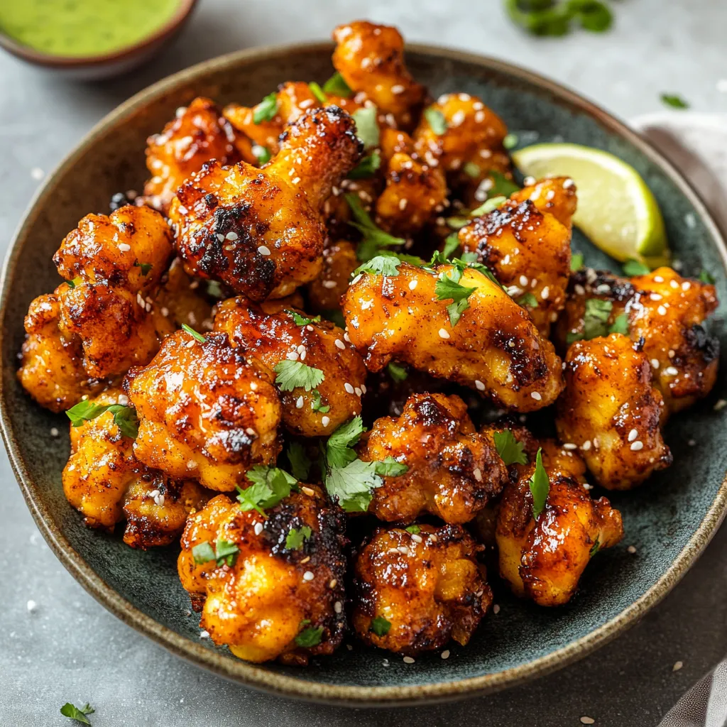 A bowlful of spiced food topped with a lemon wedge.