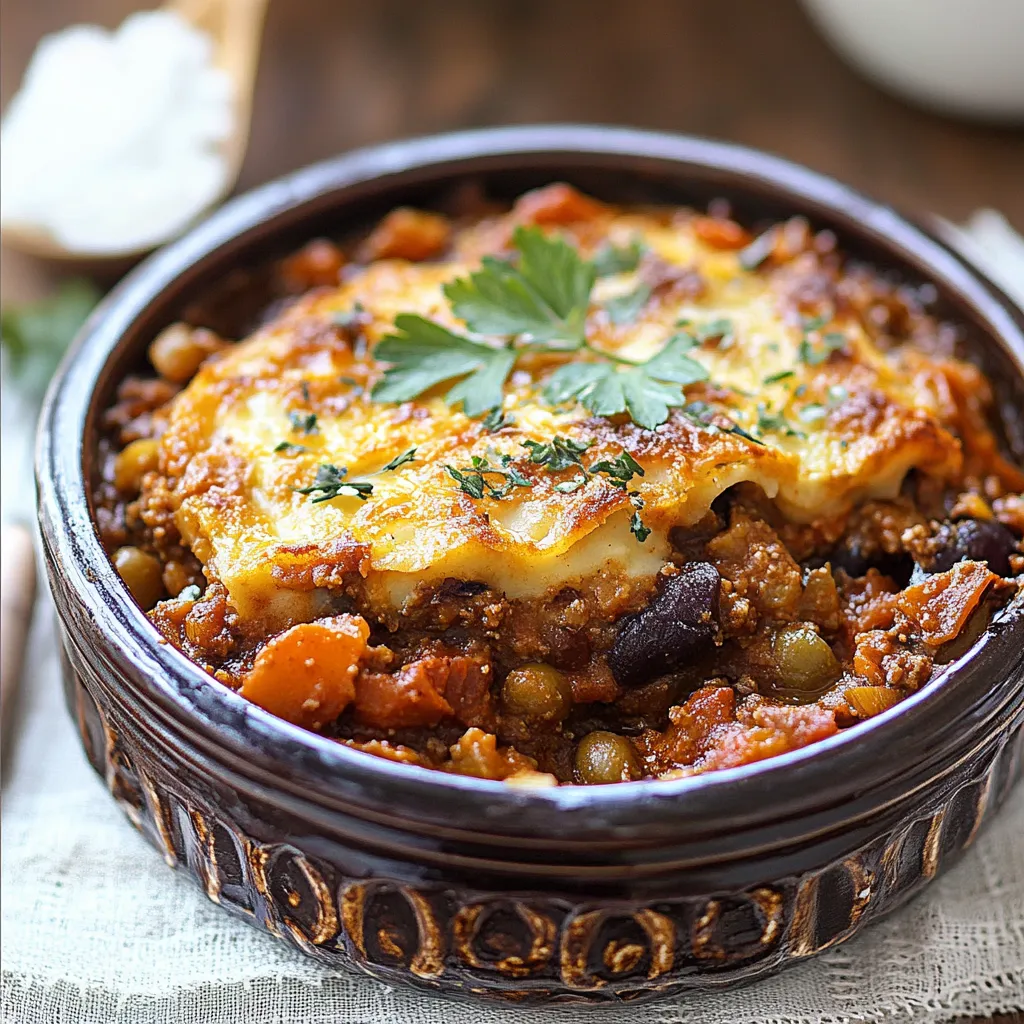 Bowl of eggplant and chickpea stew with a spoon.