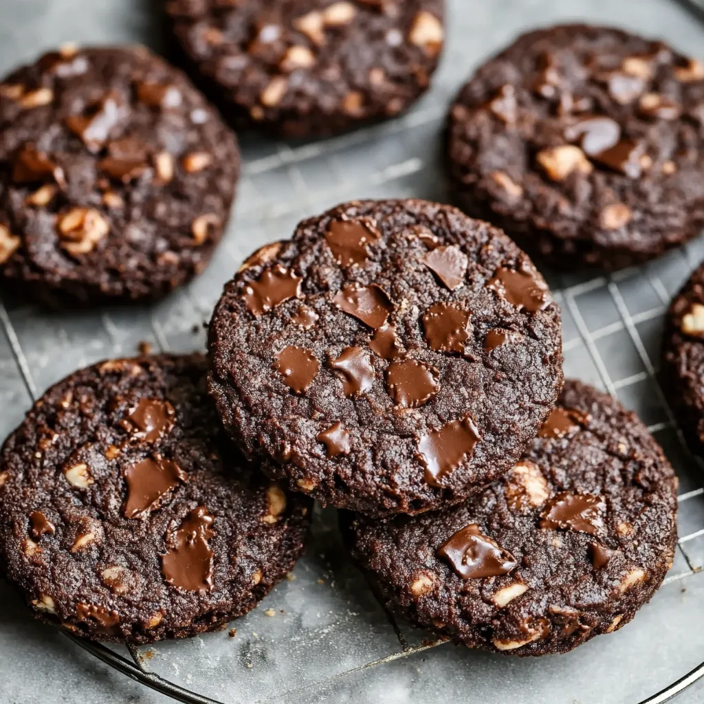 Cookies with chocolate squares on a plate.