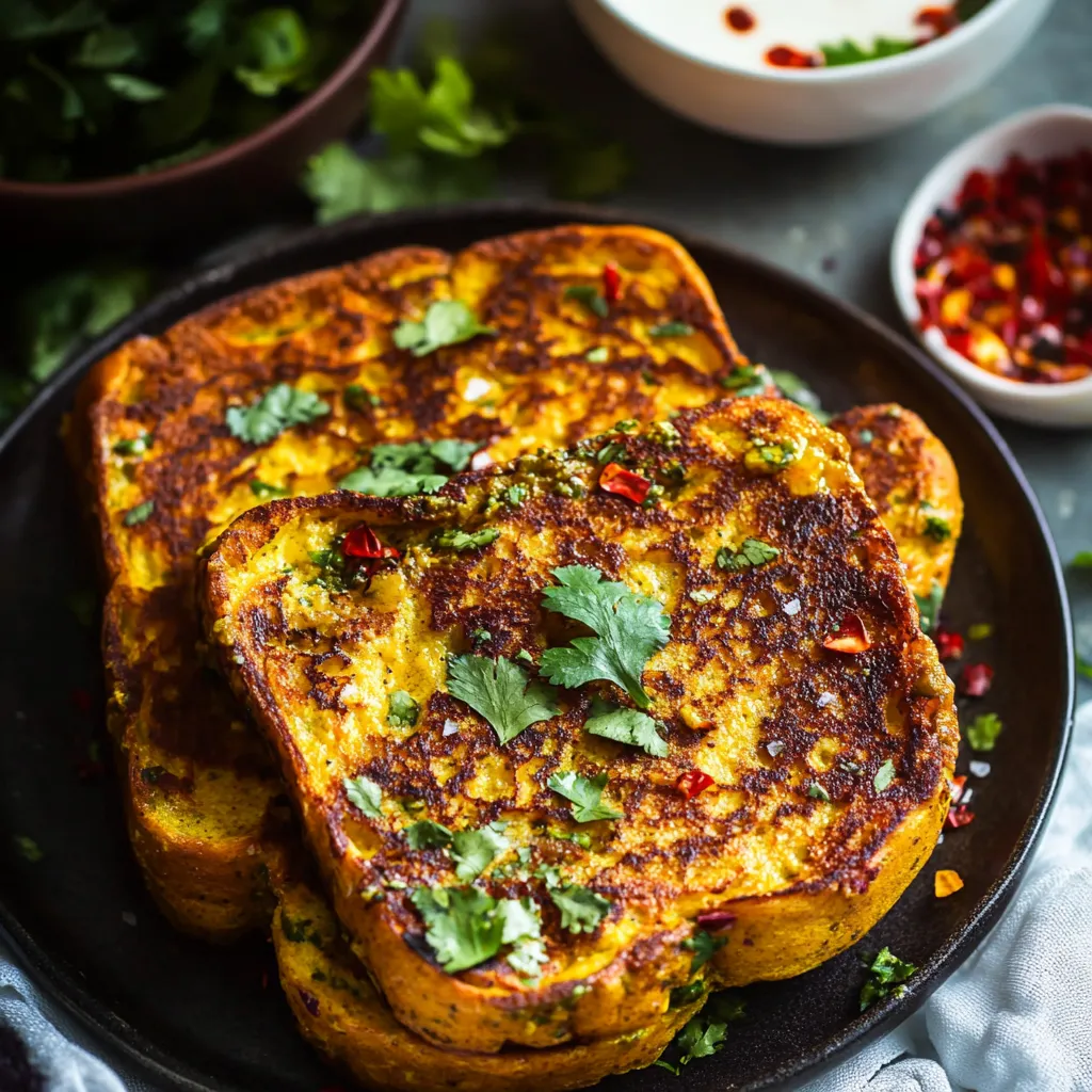 A plate of french toast with a bowl of sauce.