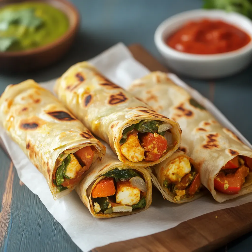 A plate stacking rolls and a side of salsa.