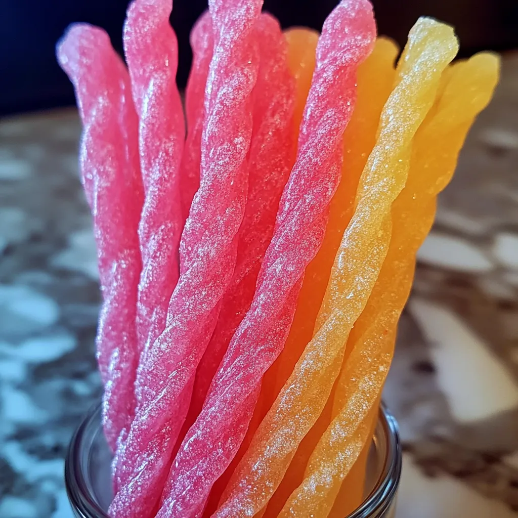 A mason jar stuffed with striped pink, yellow, and orange candies.
