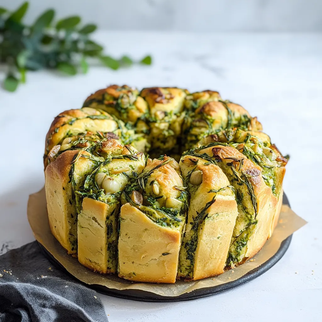 Chunky loaf dotted with green herby bits.
