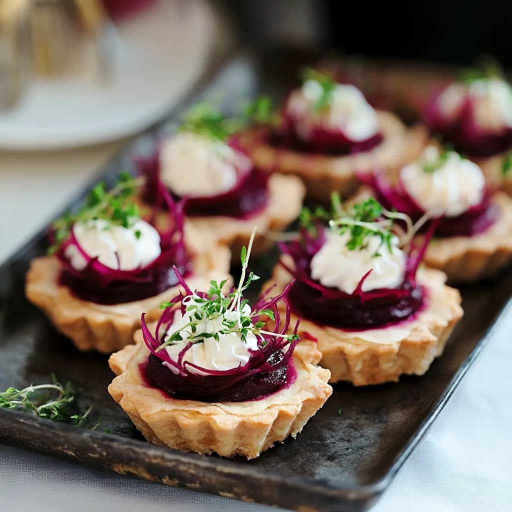 A tray of food with a purple topping.