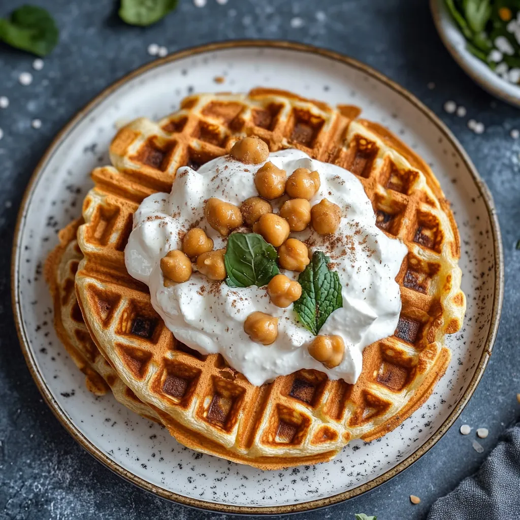 A waffle with white whipped cream and nuts.