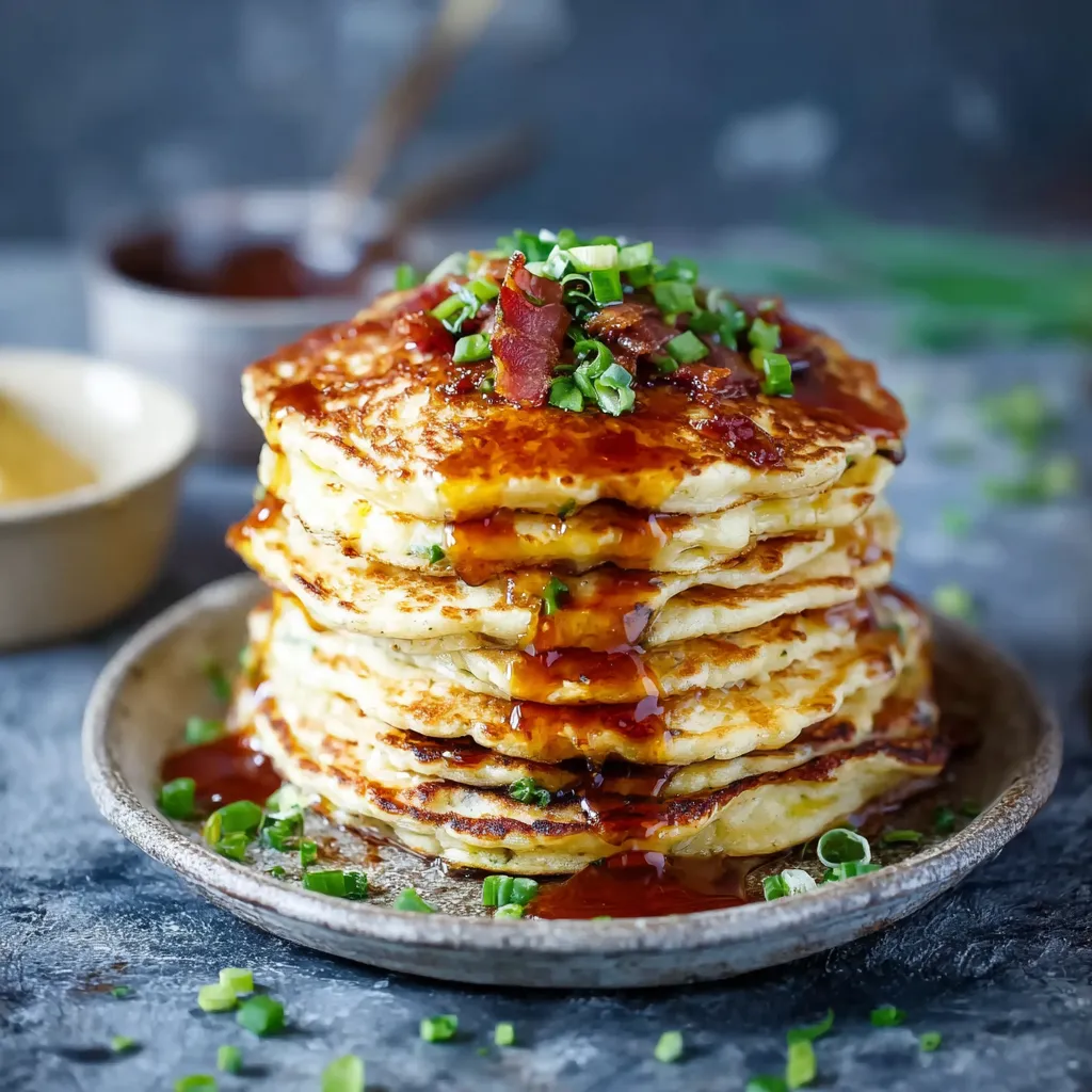 A stack of pancakes with syrup on top.