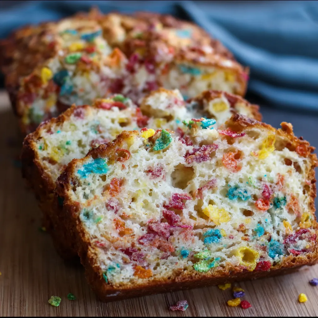 A slice of cake with rainbow sprinkles.