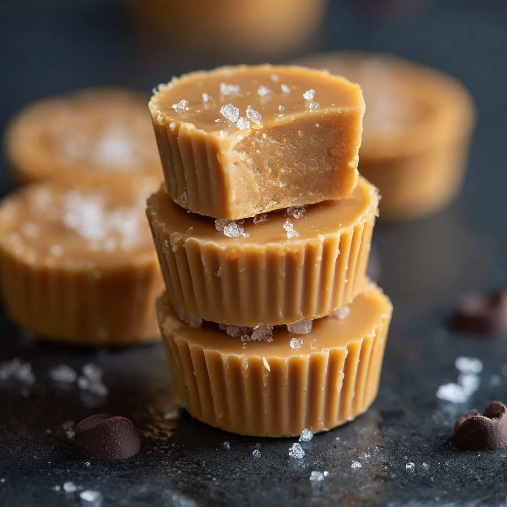 A stack of brown and white candies.