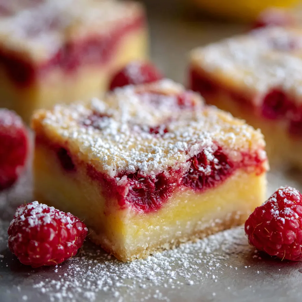 A slice of cake with raspberries on top.