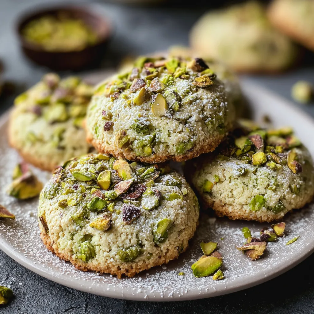 A plate of cookies with green toppings.