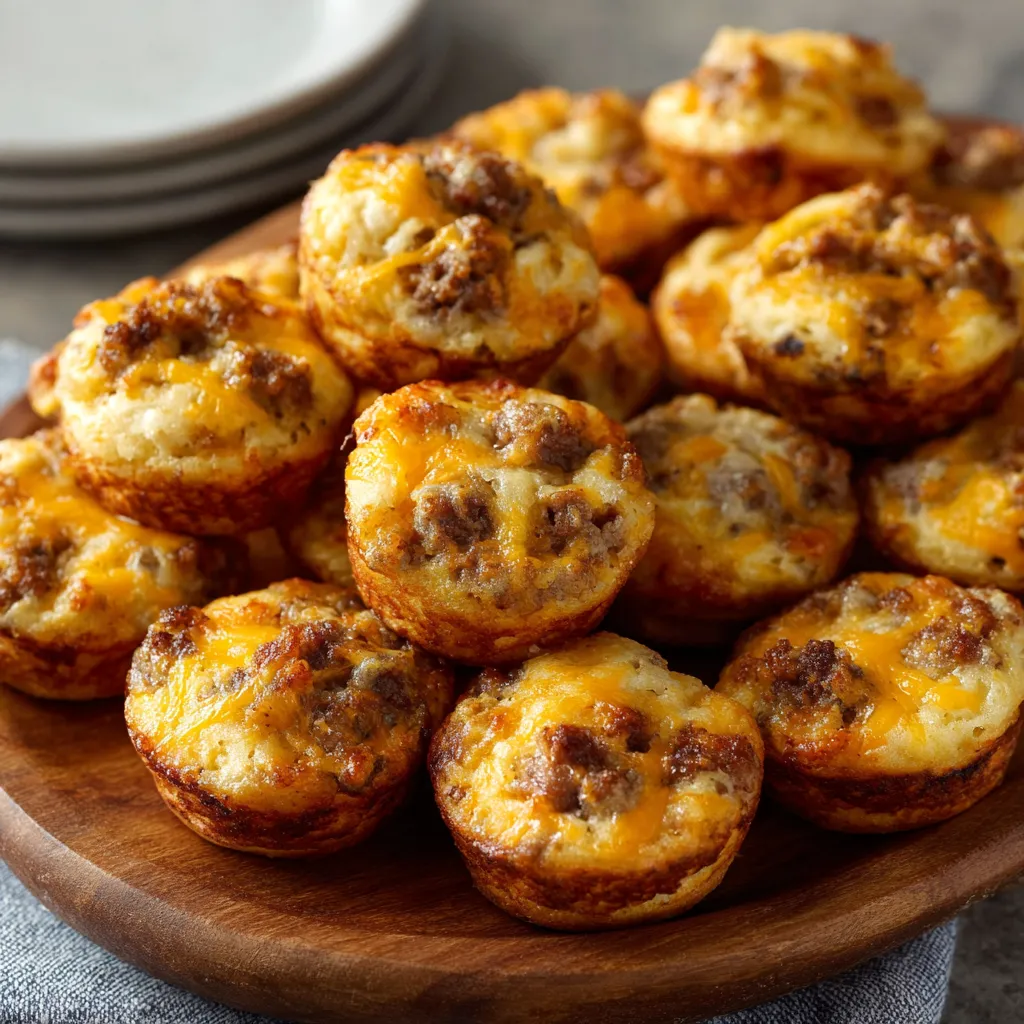 A plate of muffins with cheese and meat.