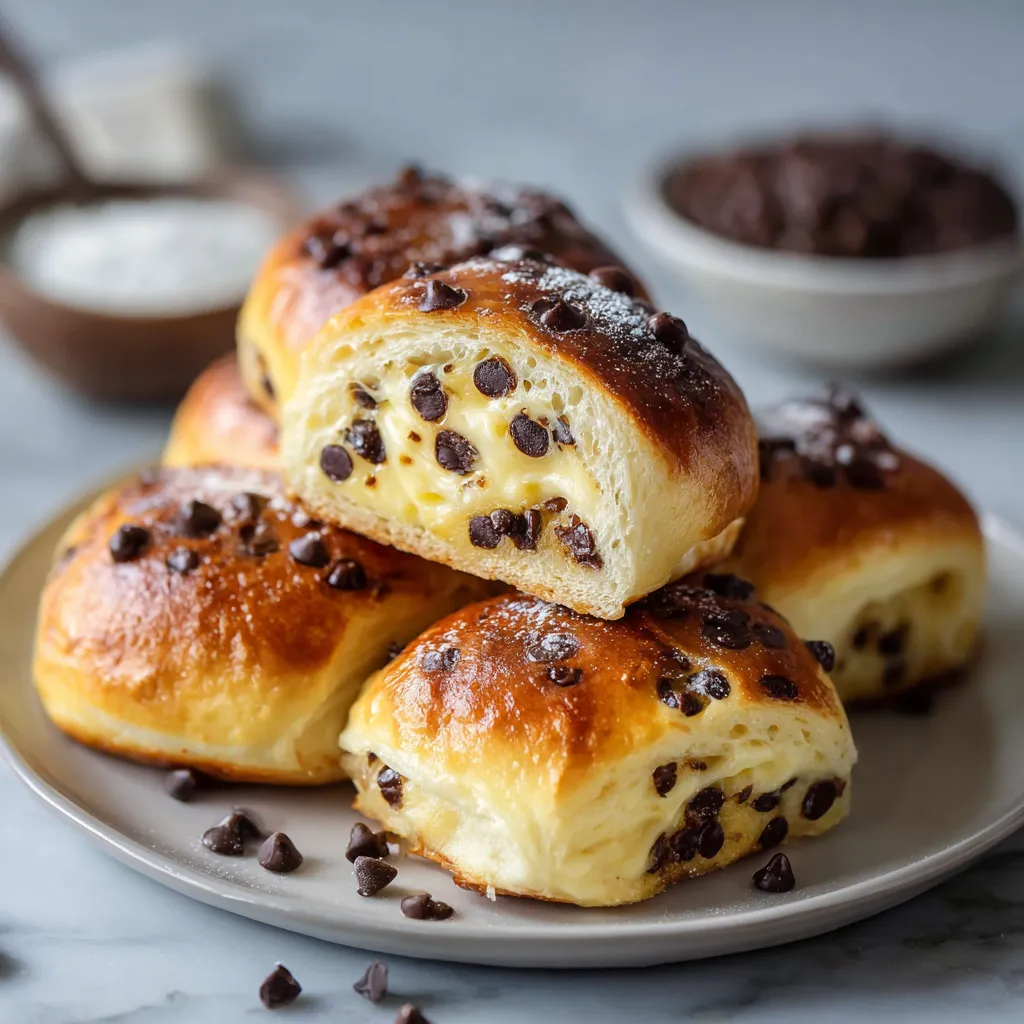 Chocolate chip bread on a plate.