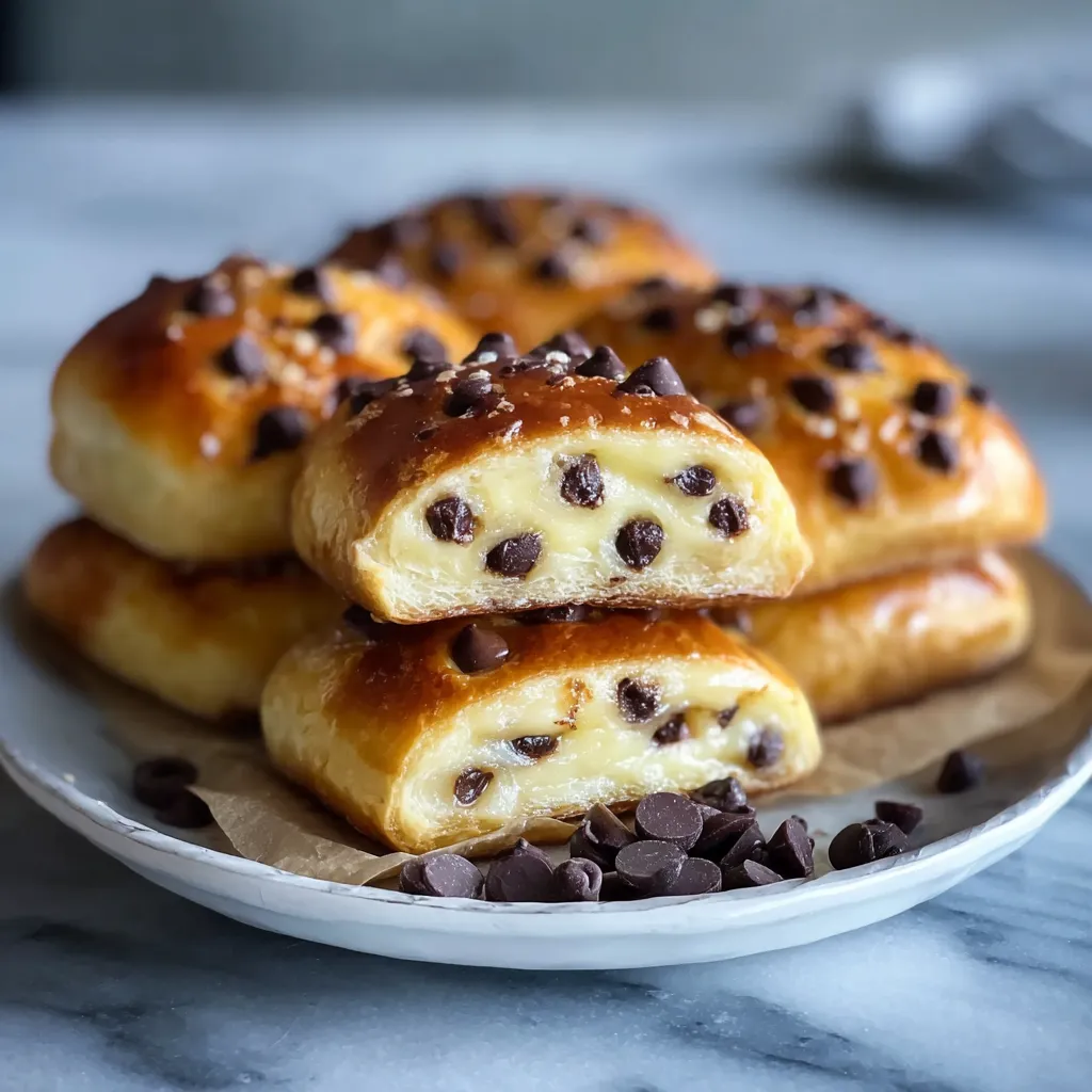 A plate of bread with chocolate chips.