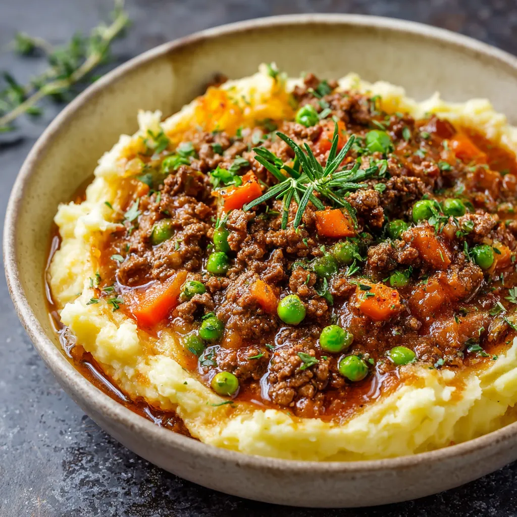 A bowl of food with peas and carrots.