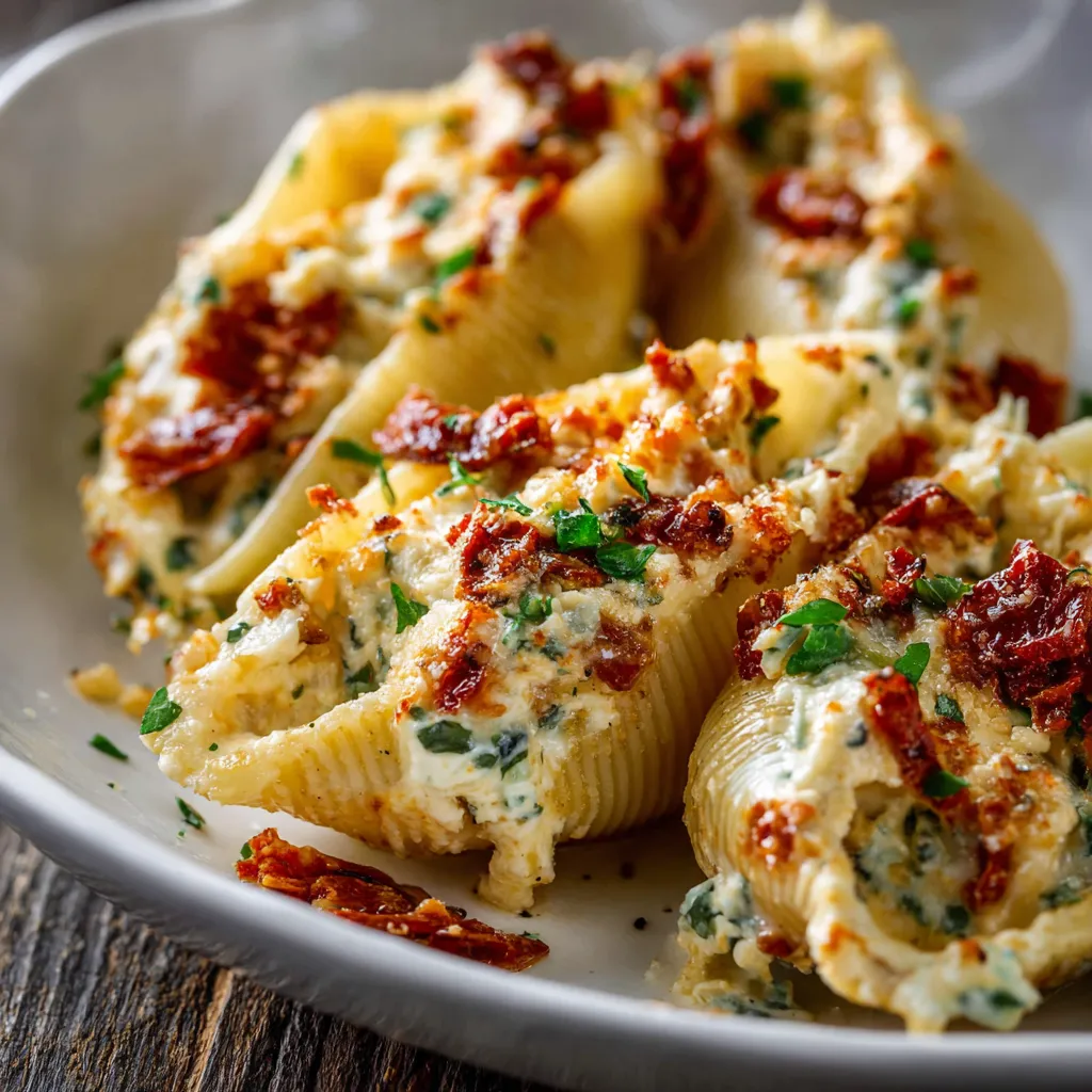 A plate of pasta with cheese and bacon.