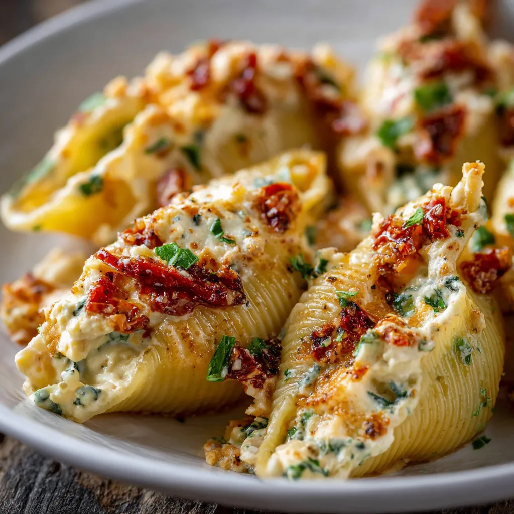 A plate of pasta with cheese and bacon.