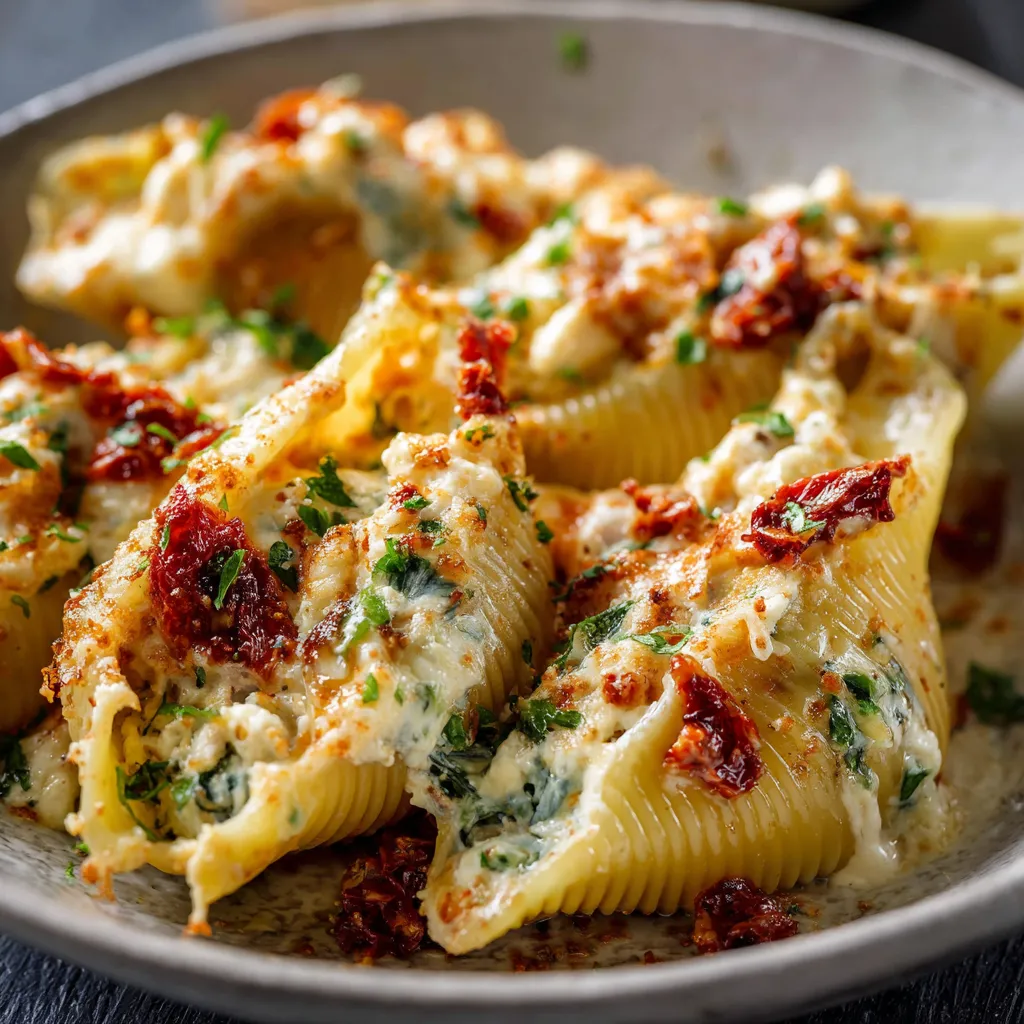 A bowl of pasta with cheese and red peppers.