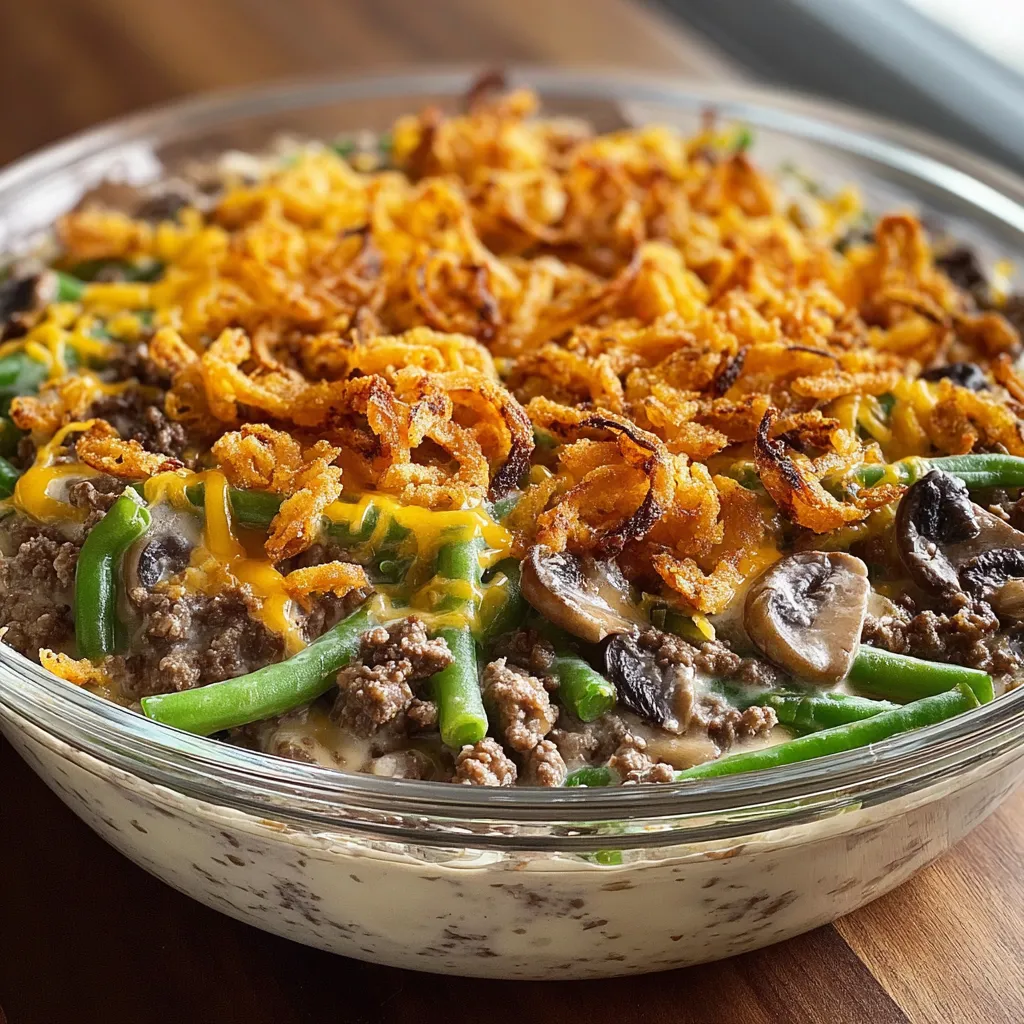 A bowl of food with mushrooms and cheese.