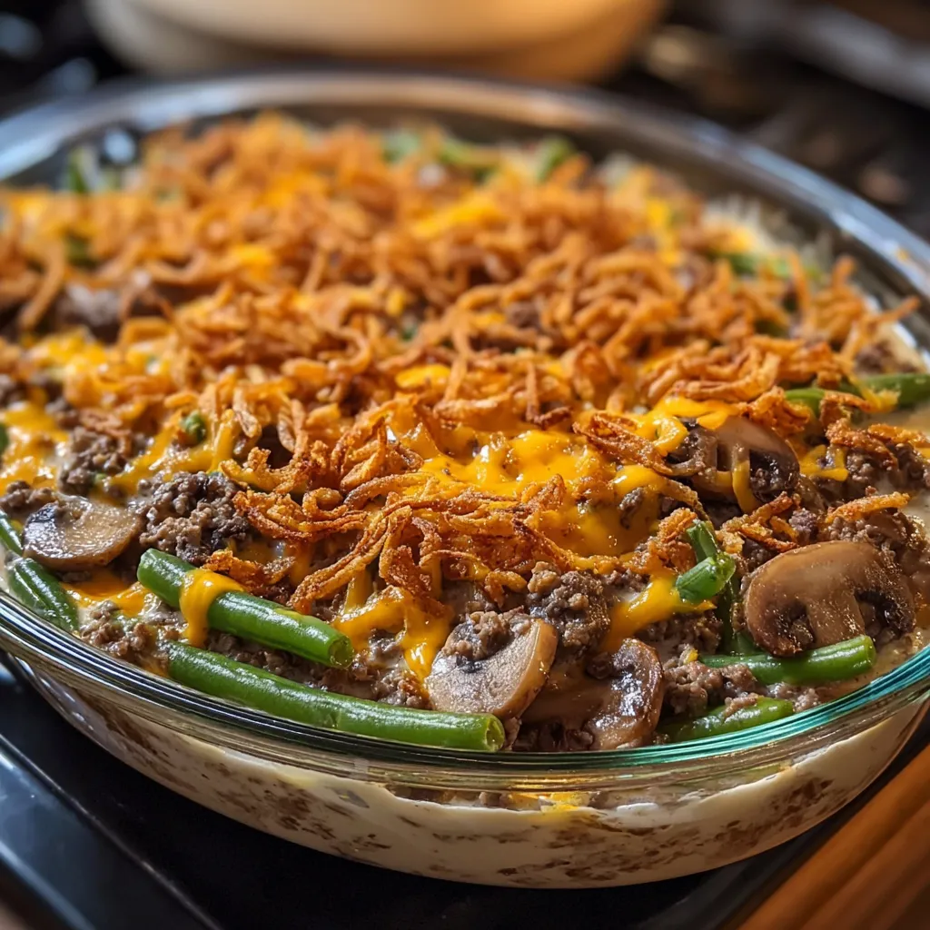A dish of food with cheese and mushrooms.