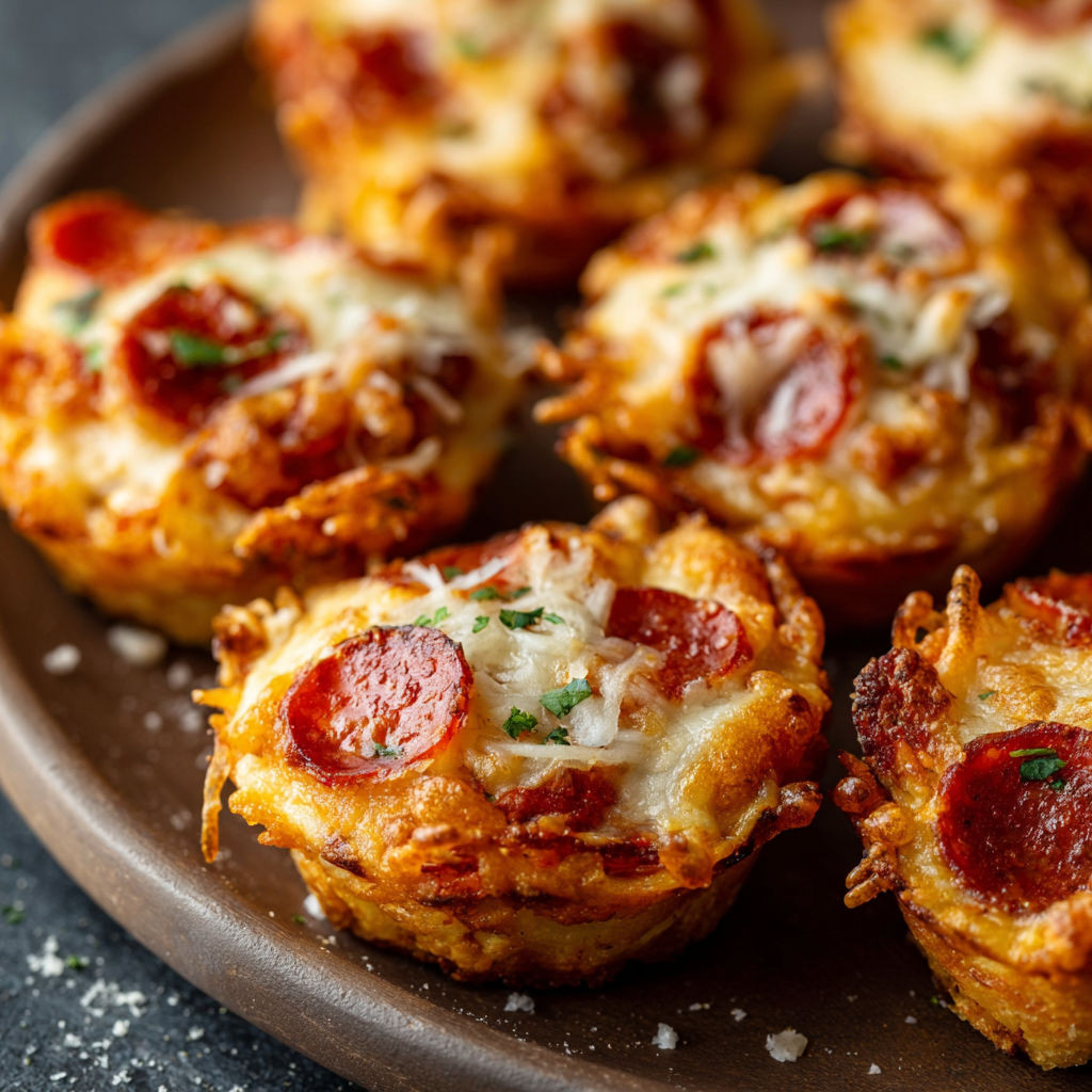 A plate of pepperoni pizza bites.