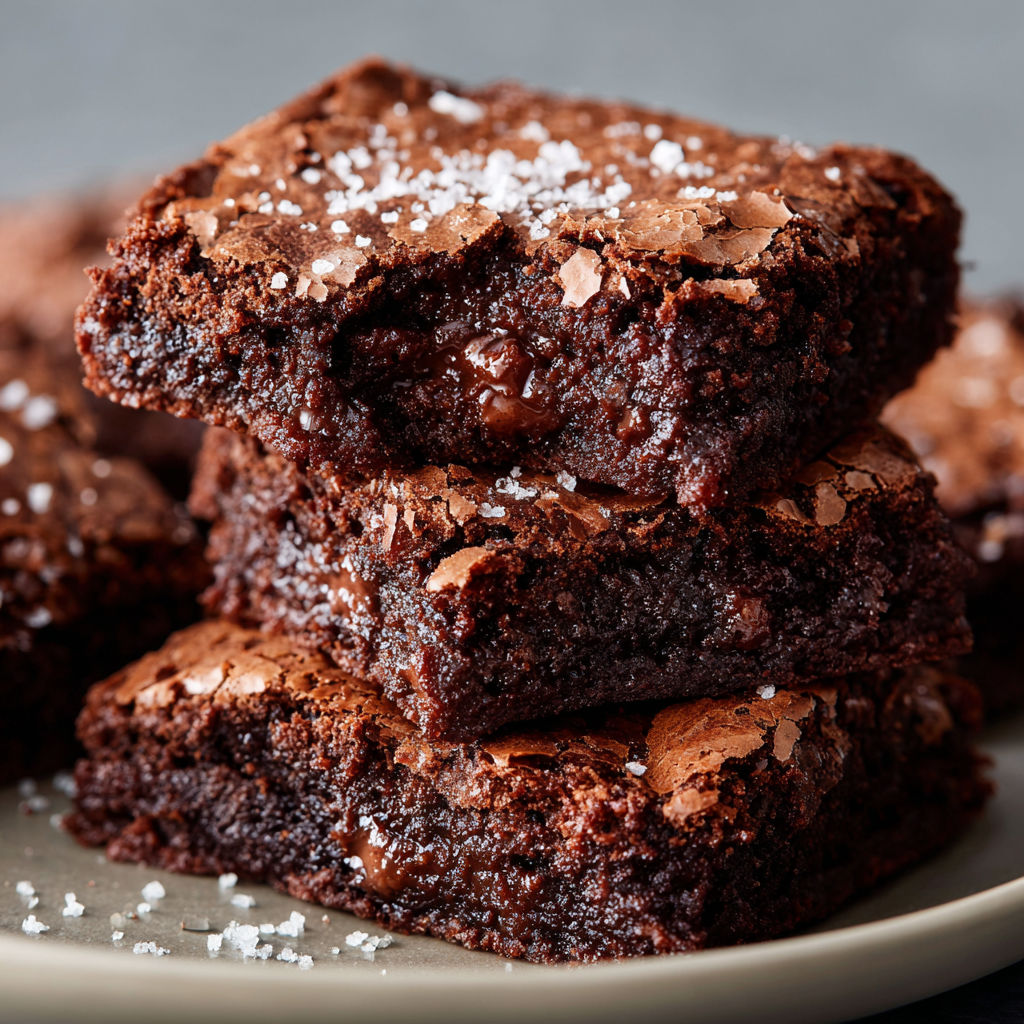 A plate of brownies with white sugar on top.