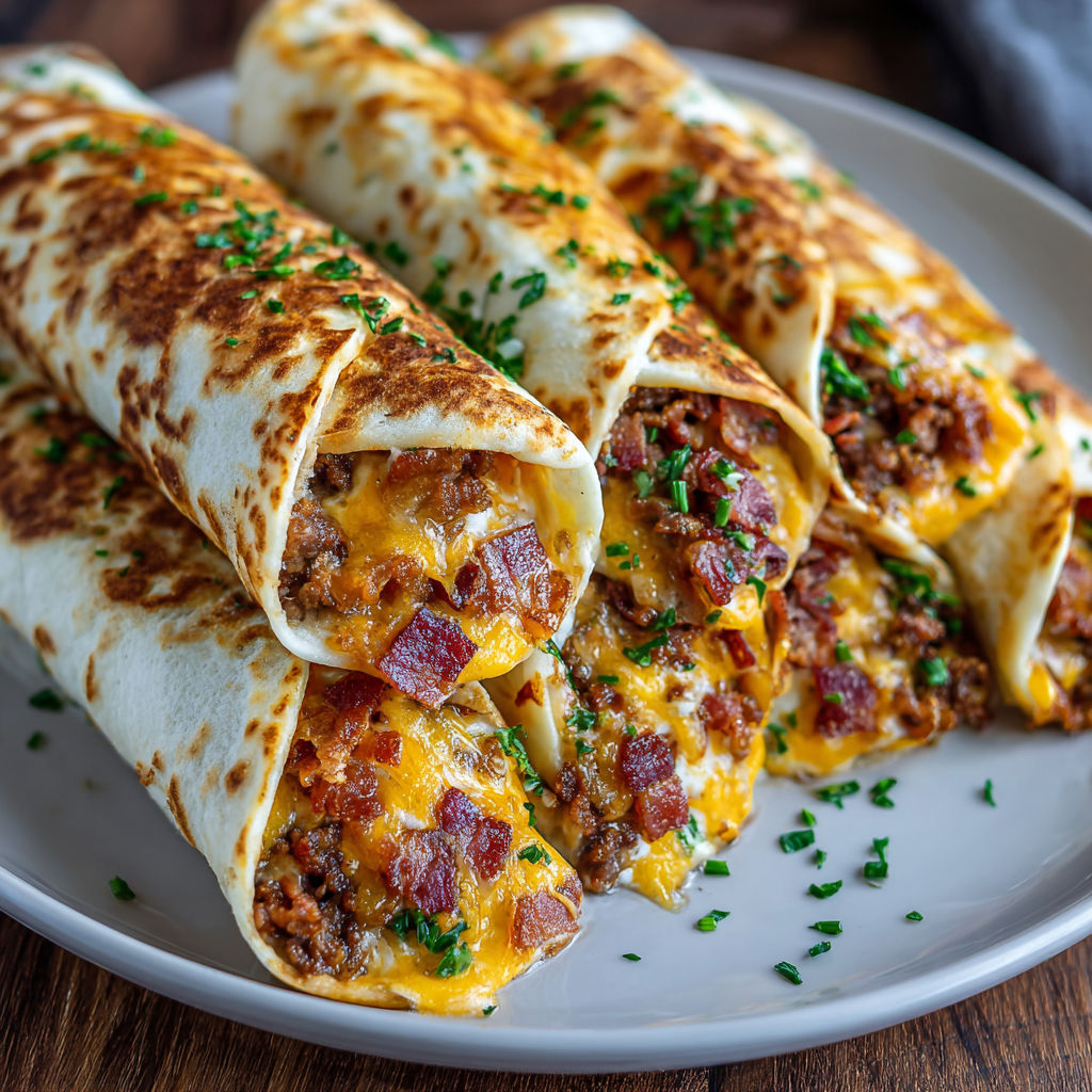 A plate of food with bacon and cheese.