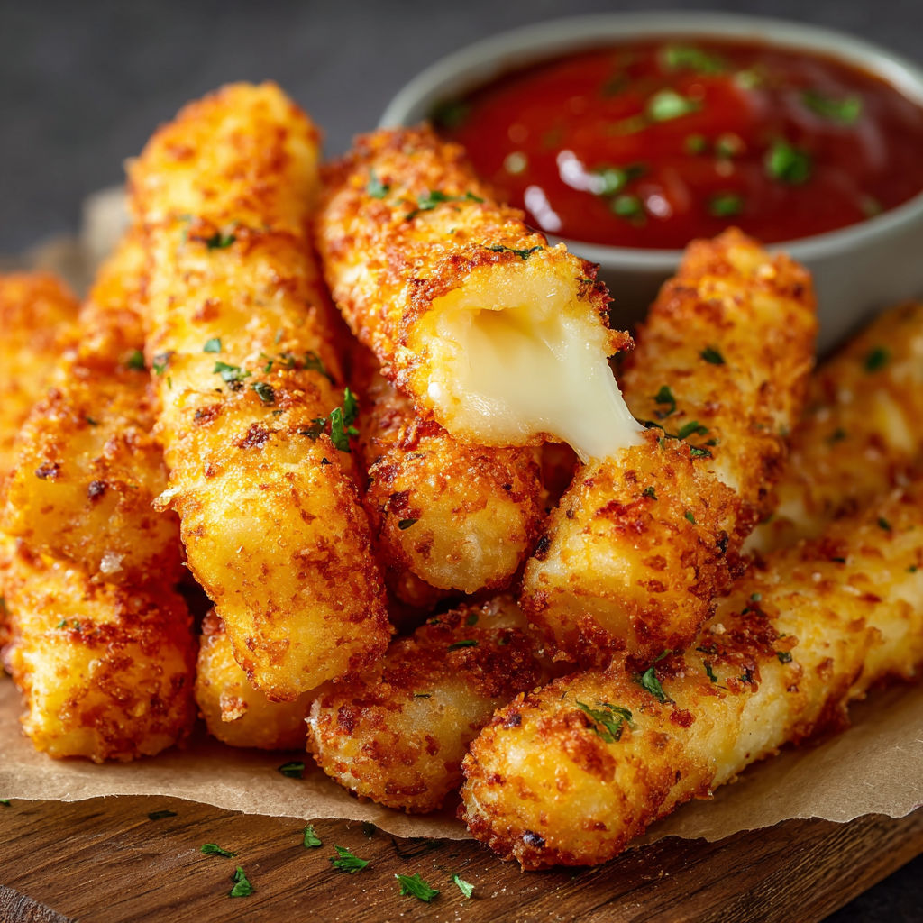 A bowl of cheese sticks with a dipping sauce.