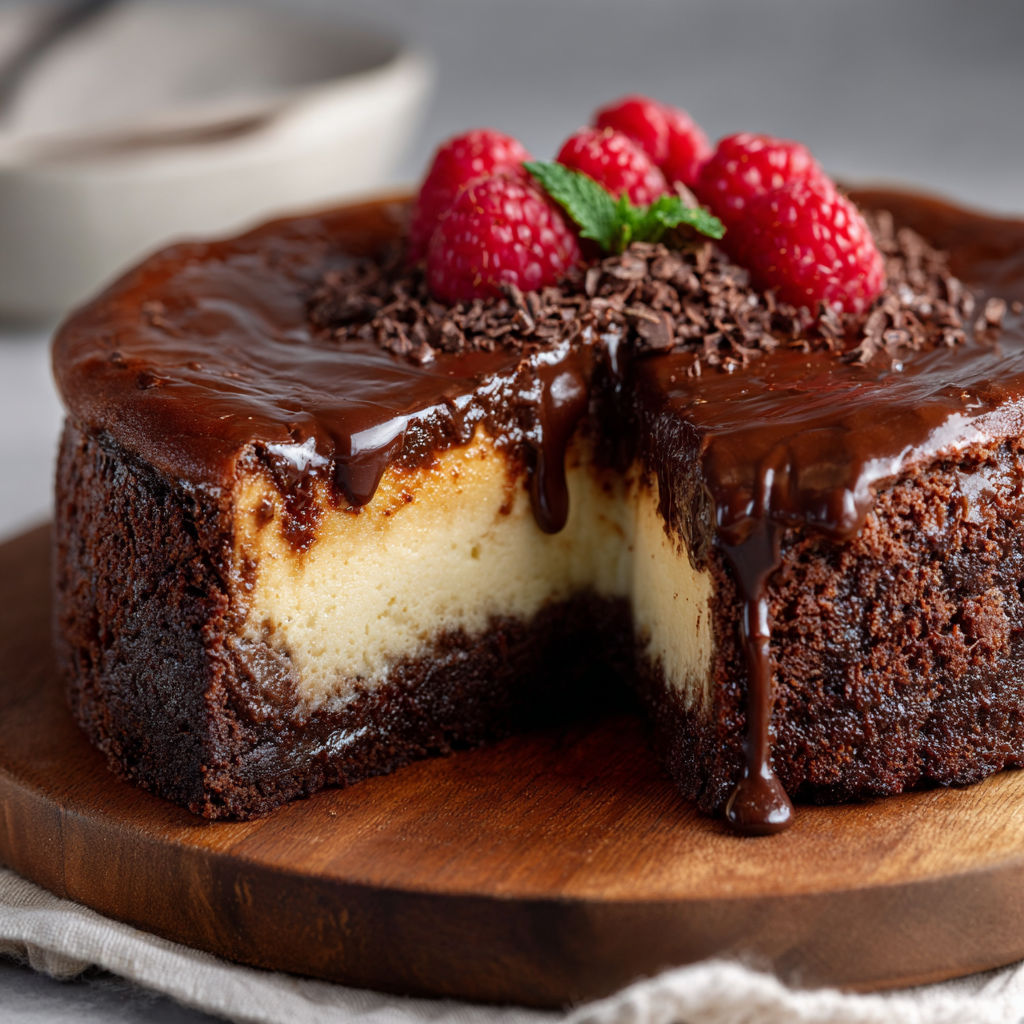 A slice of chocolate cake with raspberries on top.