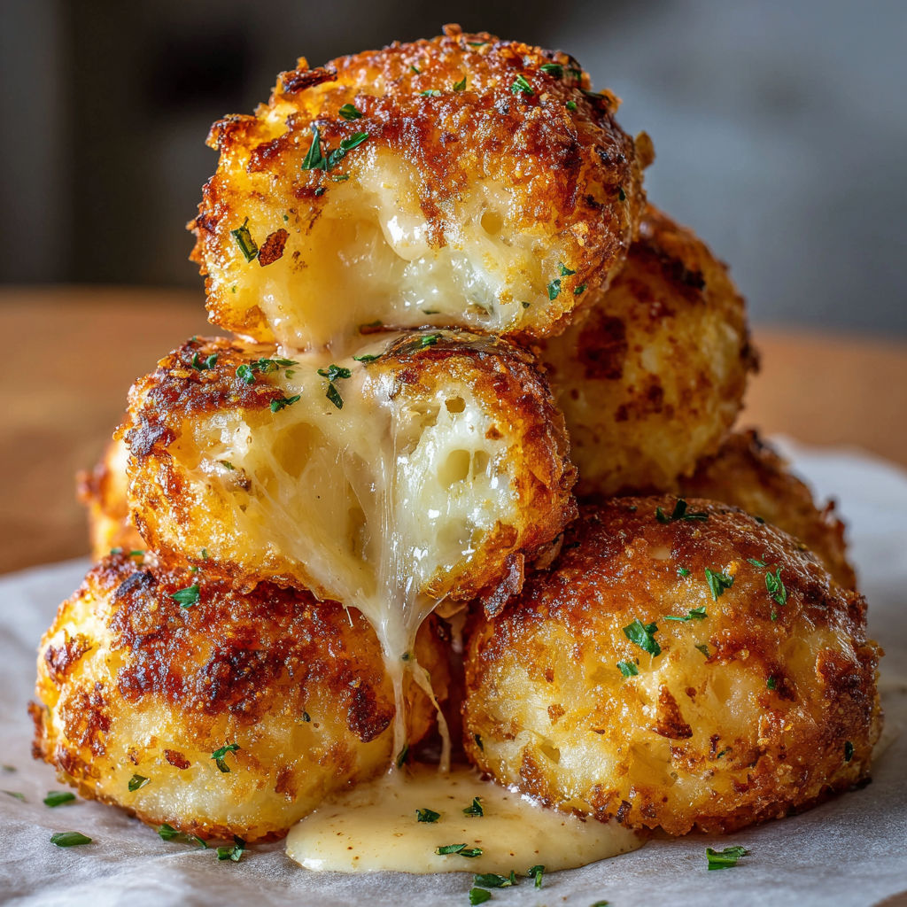 A stack of cheese-covered potatoes.
